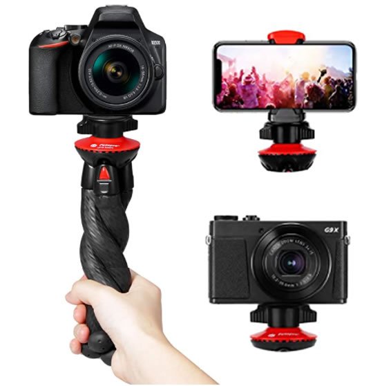 Camera Tripod, Fotopro Flexible Tripod, Tripods for Phone with Smartphone Mount for iPhone Xs, Samsung, Tripod for Camera, Mirrorless DSLR Sony Nikon Canon